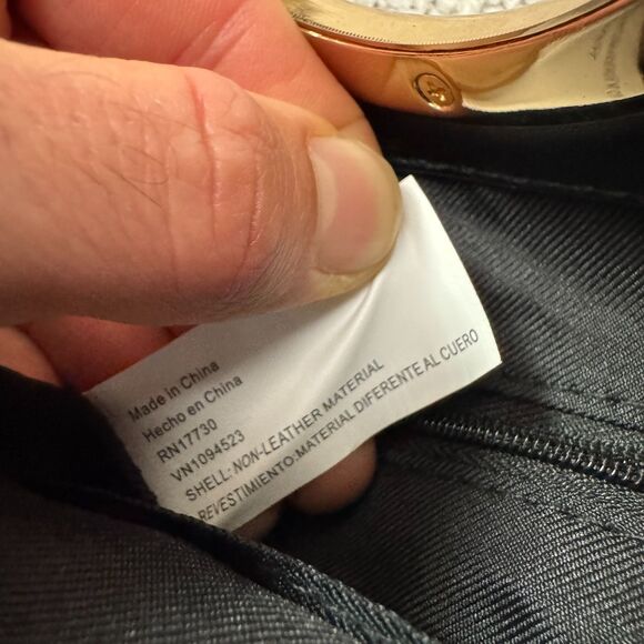 A New Day Faux Leather Gold Ring Top Handle Tote Bag Womens Black Pocket Classic - Picture 6 of 9